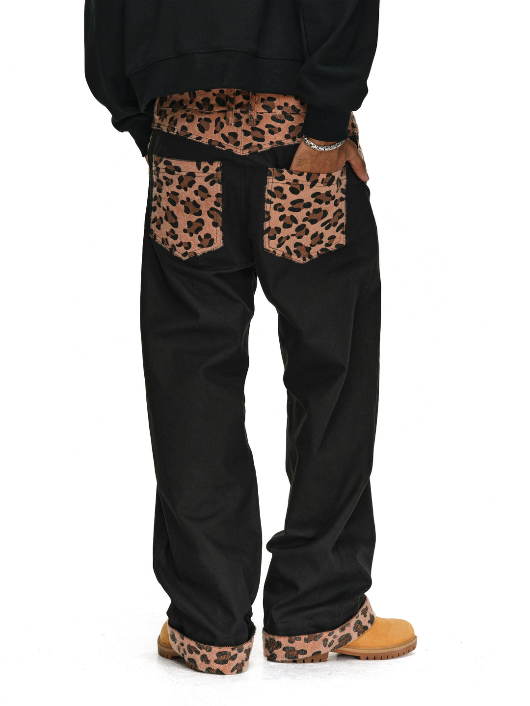 ANTIDOTE Wooly Leopard Cow Patchwork Work Pants | Face 3 Face