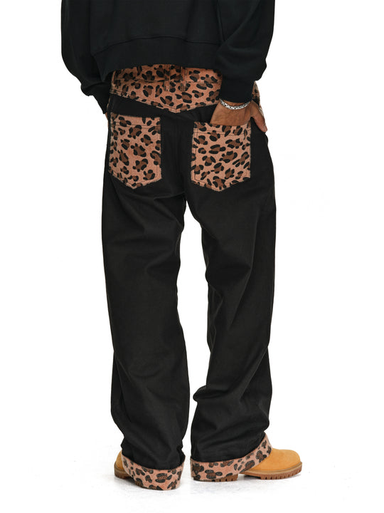ANTIDOTE Wooly Leopard Cow Patchwork Work Pants | Face 3 Face