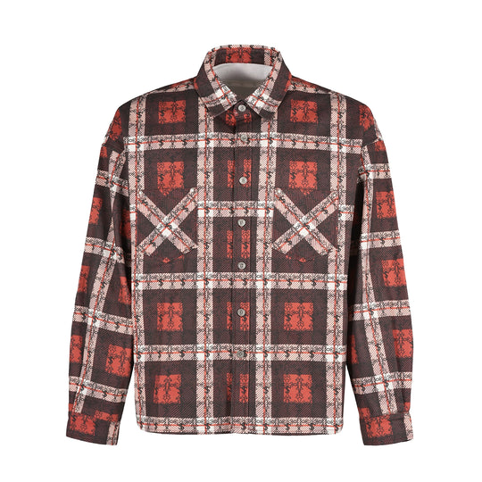 Small Town Kid Cross Logo Original Plaid Full-Print Long Sleeve Shirt | Face 3 Face