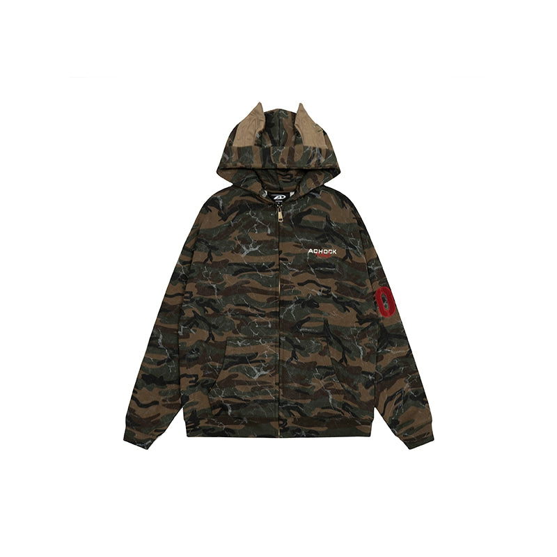 Achock Camouflage Doberman Pinscher Ears Hooded Jacket | Face 3 Face