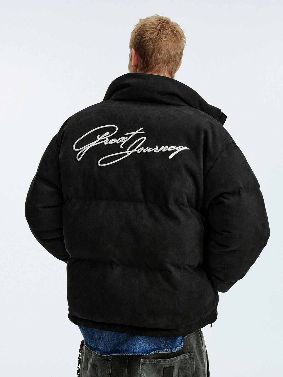 MEDM Suede 3D Embroidered Down Jacket | Face 3 Face