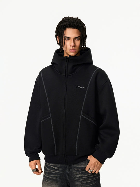 Achock Heavyweight Piping Zip Up Hooded Jacket | Face 3 Face