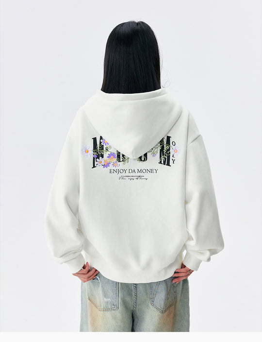MEDM Floral Logo Embroidered Zip Up Hoodie | Face 3 Face