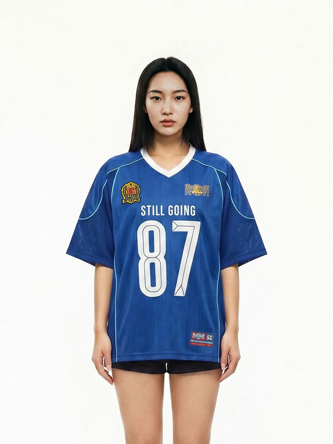 1807 Stripe Pattern and Mesh Short Sleeve Soccer Jersey