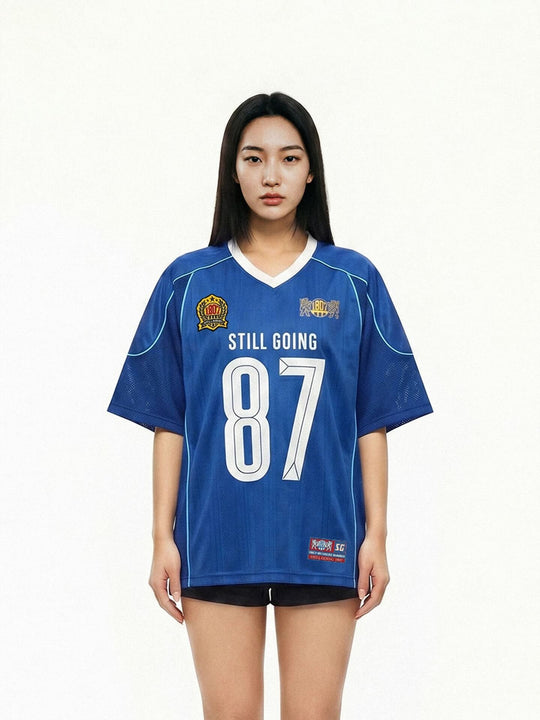 1807 Stripe Pattern and Mesh Short Sleeve Soccer Jersey