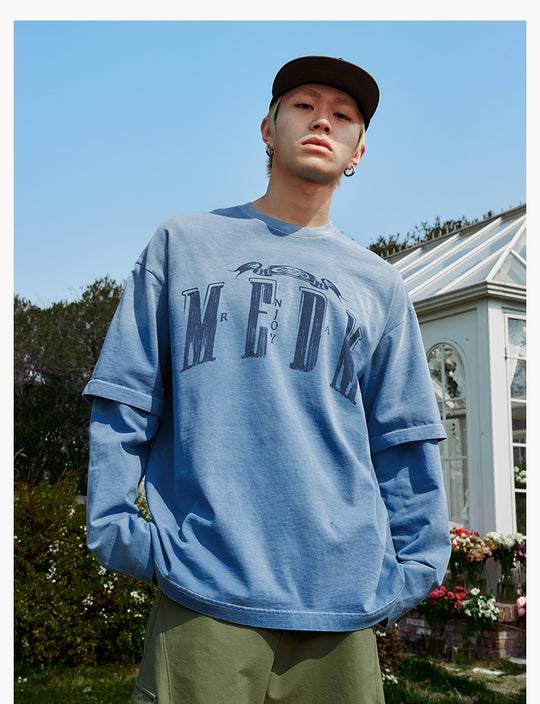 MEDM Washed Double Layer Long Sleeve Tee | Face 3 Face