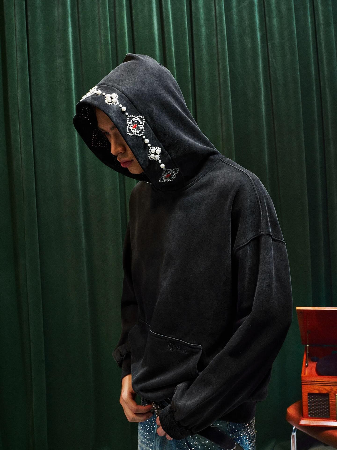 YADcrew Pearl Hood Washed Distressed Hoodie | Face 3 Face