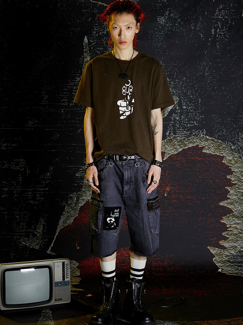 VENTUREK Washed Gun Cracked Print Tee | Face 3 Face