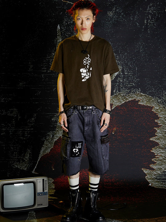 VENTUREK Washed Gun Cracked Print Tee | Face 3 Face