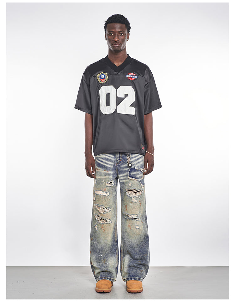 F3F Select Stone Washed Splash Ink Hole Distressed Jeans | Face 3 Face