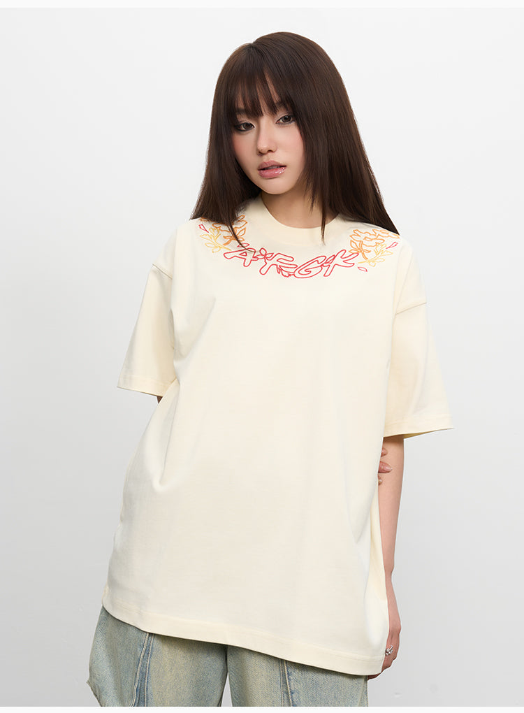 AFGK Floral Logo Neck Embroidered Tee | Face 3 Face