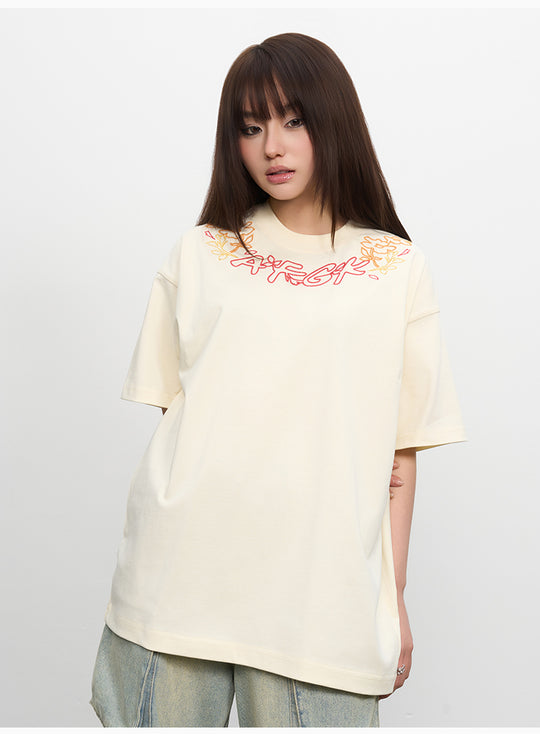 AFGK Floral Logo Neck Embroidered Tee | Face 3 Face