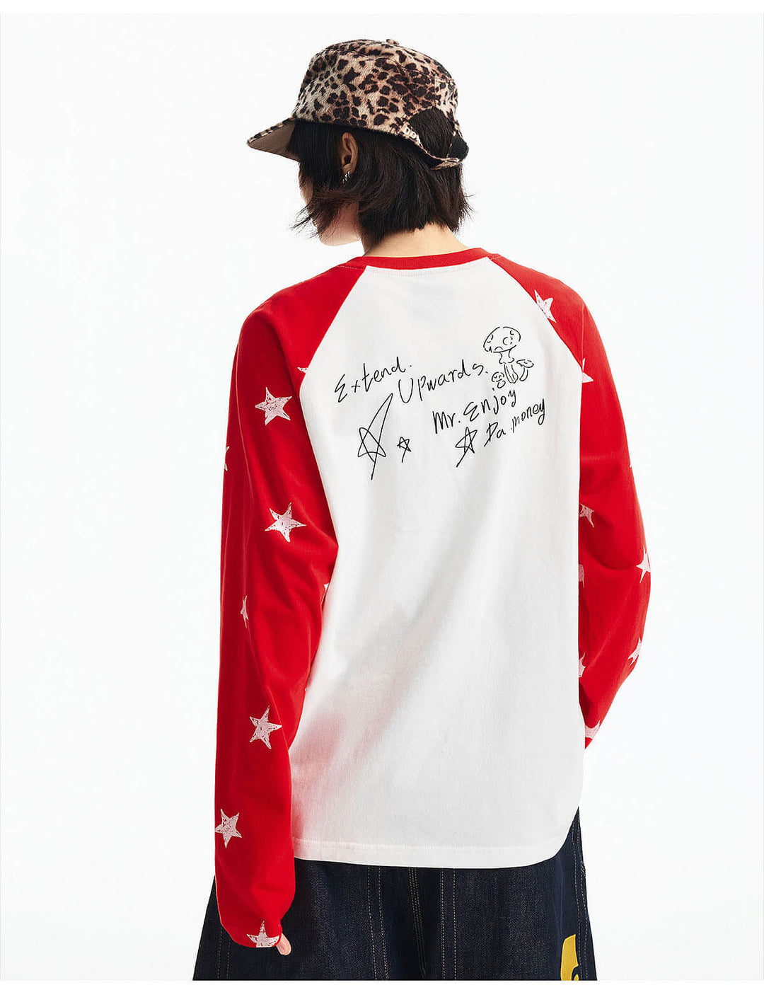 MEDM Star Print Raglan Long Sleeve Tee | Face 3 Face