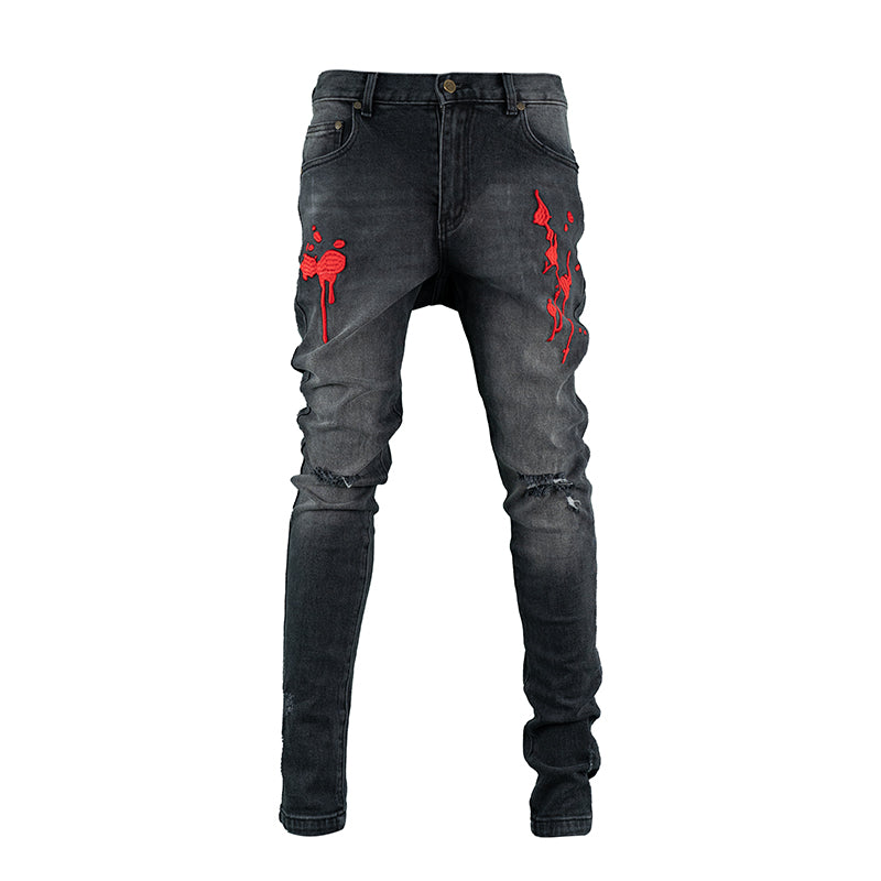 TGFCLUB 3D Embroidered Washed Slim Fit Jeans | Face 3 Face