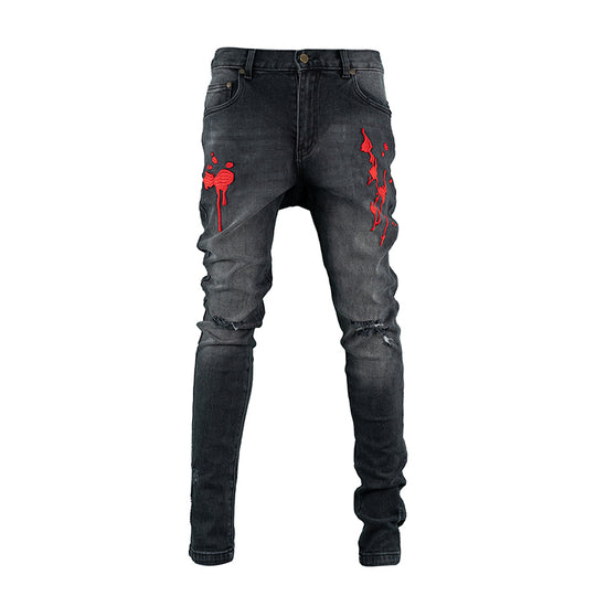 TGFCLUB 3D Embroidered Washed Slim Fit Jeans | Face 3 Face
