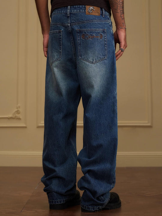 YADcrew Vintage Whiskered Washed Flared Jeans | Face 3 Face