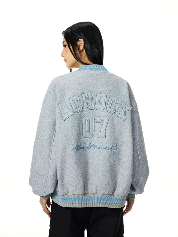 Racer varsity jacket | Achock College Embroidery Varsity Jacket | Face 3 Face