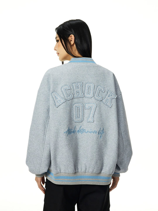 Racer varsity jacket | Achock College Embroidery Varsity Jacket | Face 3 Face