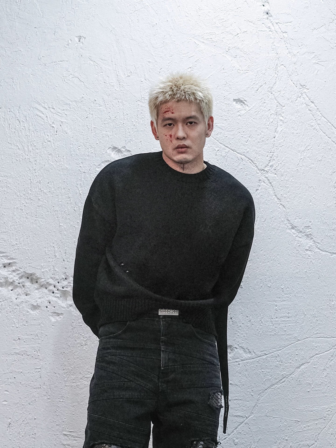 UNDERWATER Ribbon Tape Distressed Knit Sweater | Face 3 Face