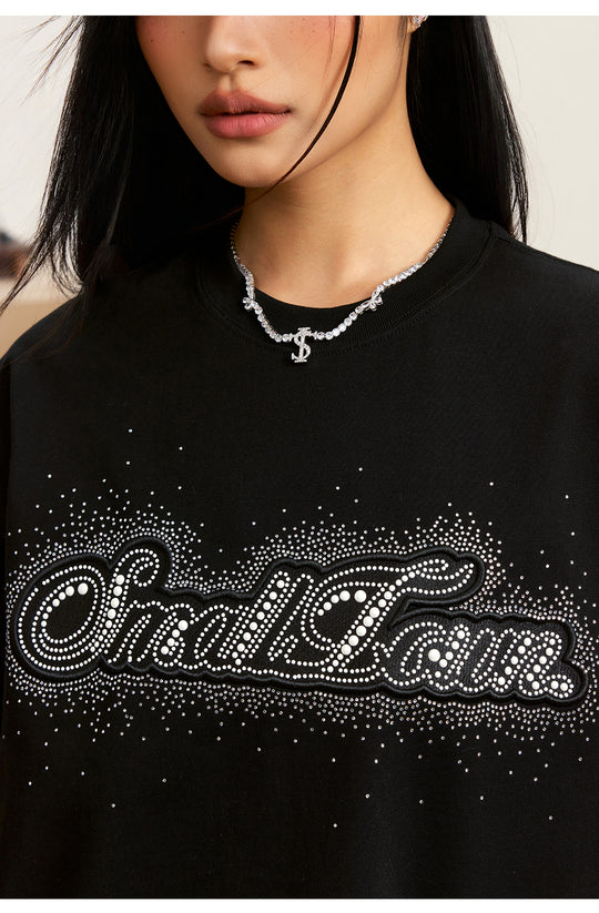 Small Town Kid Pearl and Rhinestone Embroidered Tee | Face 3 Face