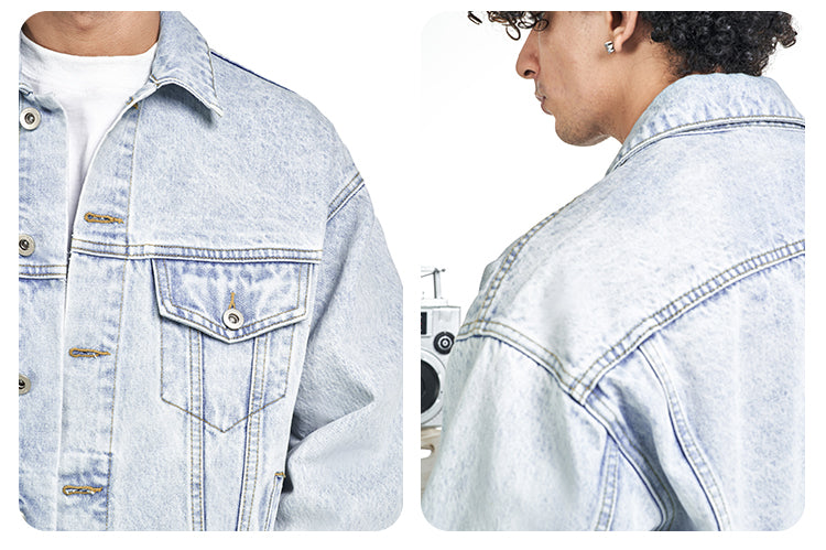 F3F Select Heavily Washed Light Blue Denim Jacket | Face 3 Face