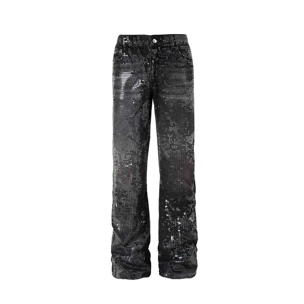 Night Lab All Over Sequined Distressed Jeans | Face 3 Face