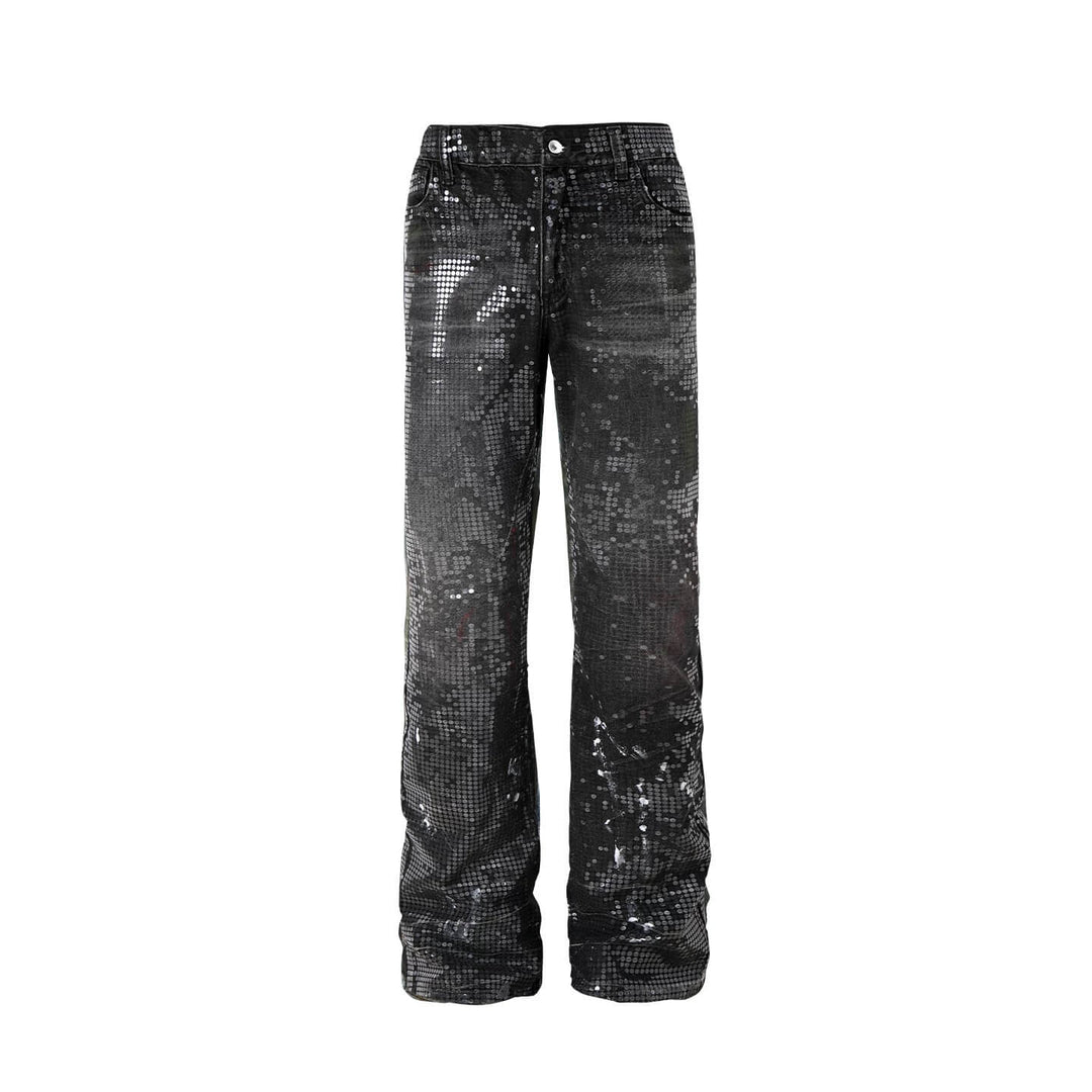 Night Lab All Over Sequined Distressed Jeans | Face 3 Face