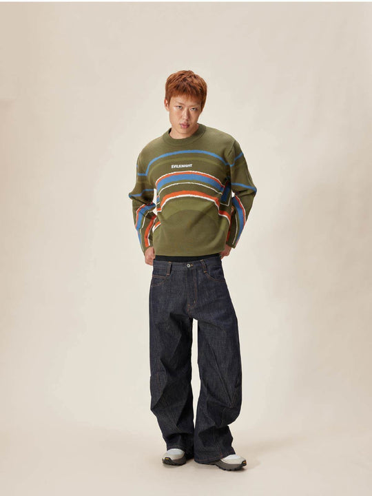 EVILKNIGHT(EK) Rainbow Circle Pattern Knit Sweater | Face 3 Face