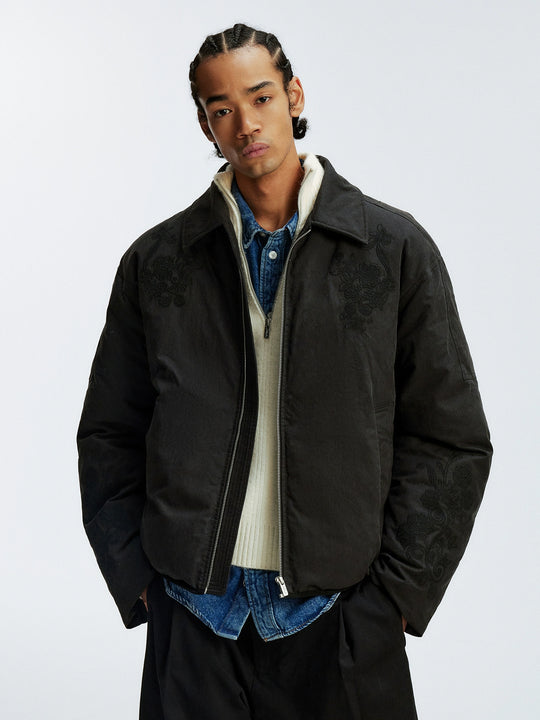 MEDM Floral Embroidered Puffer Jacket | Face 3 Face