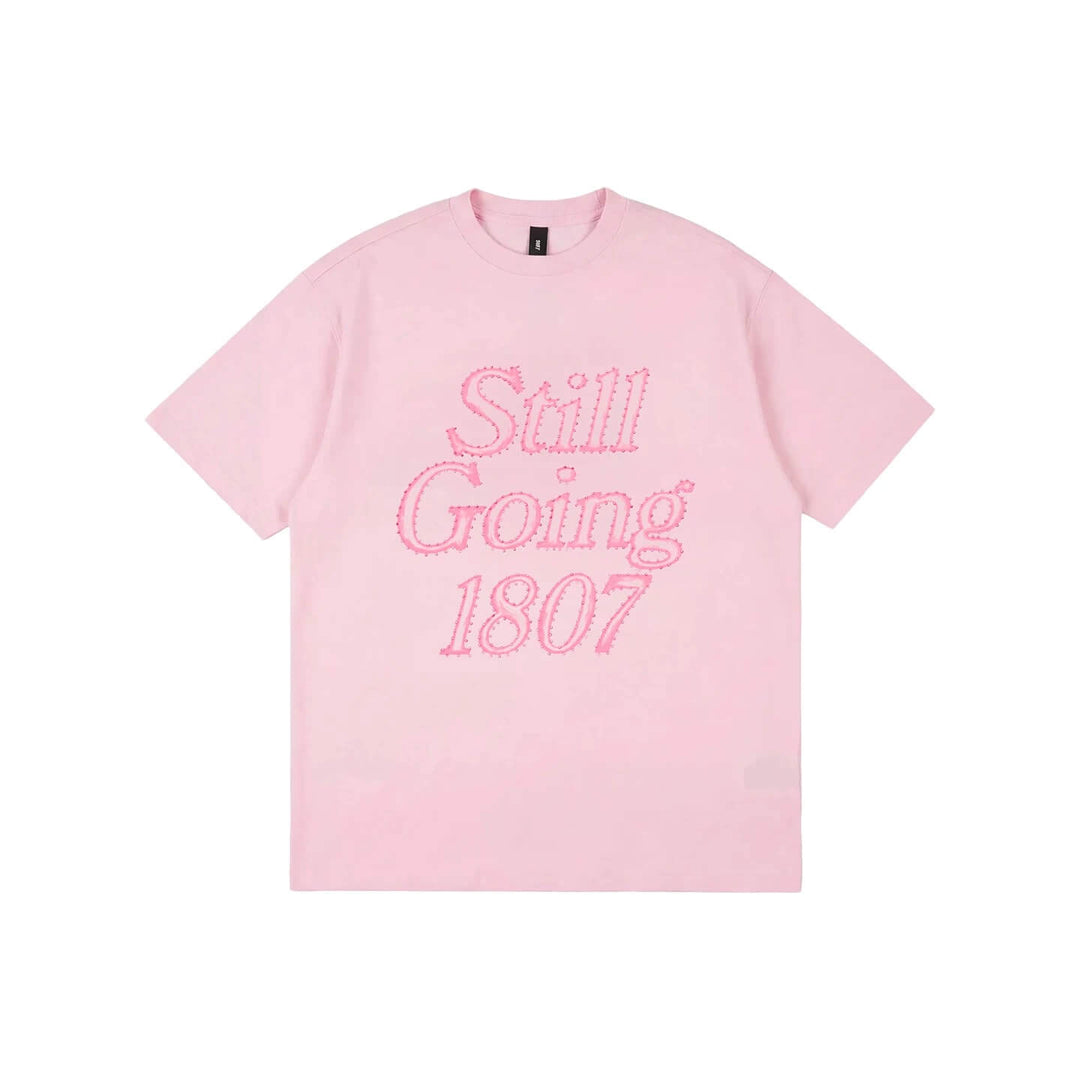 1807 Still Going Print Rhinestone Short Sleeve Tee | Face 3 Face