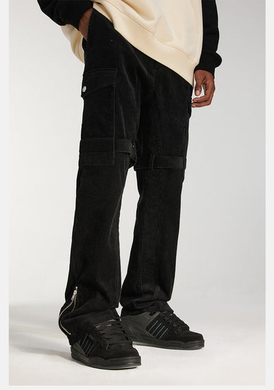 DICETINY Corduroy Leg Zip Work Cargo Jeans | Face 3 Face