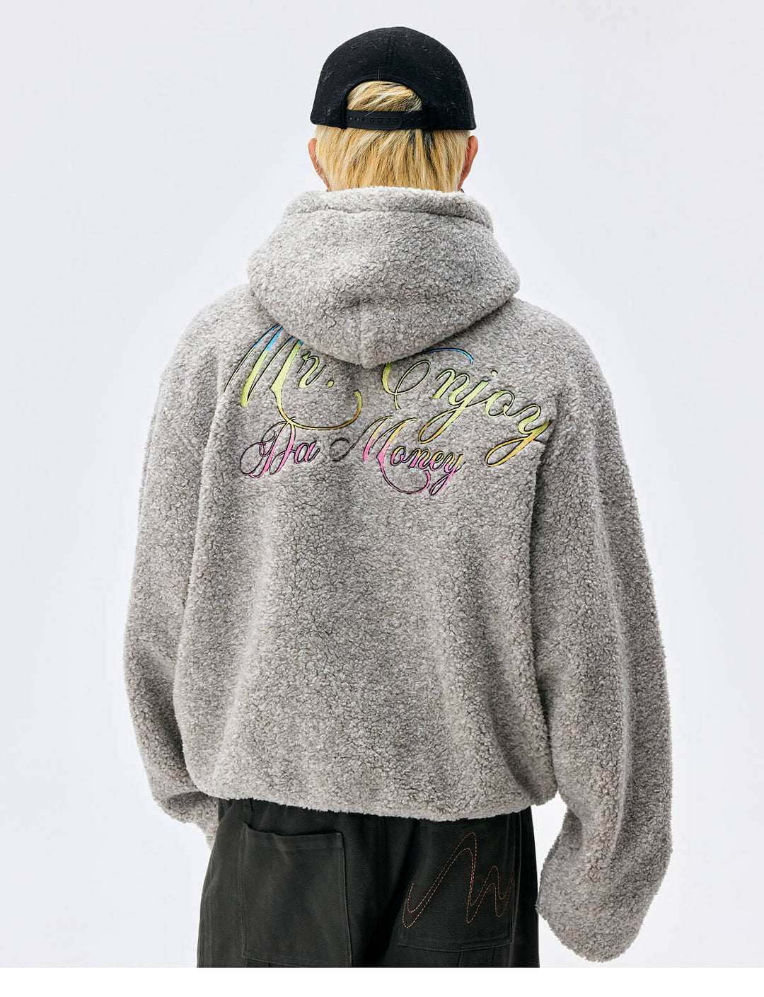 MEDM Gradient Embroidery Sherpa Fleece Hoodie | Face 3 Face
