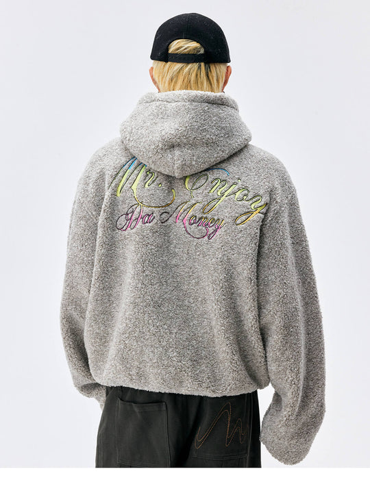 MEDM Gradient Embroidery Sherpa Fleece Hoodie | Face 3 Face