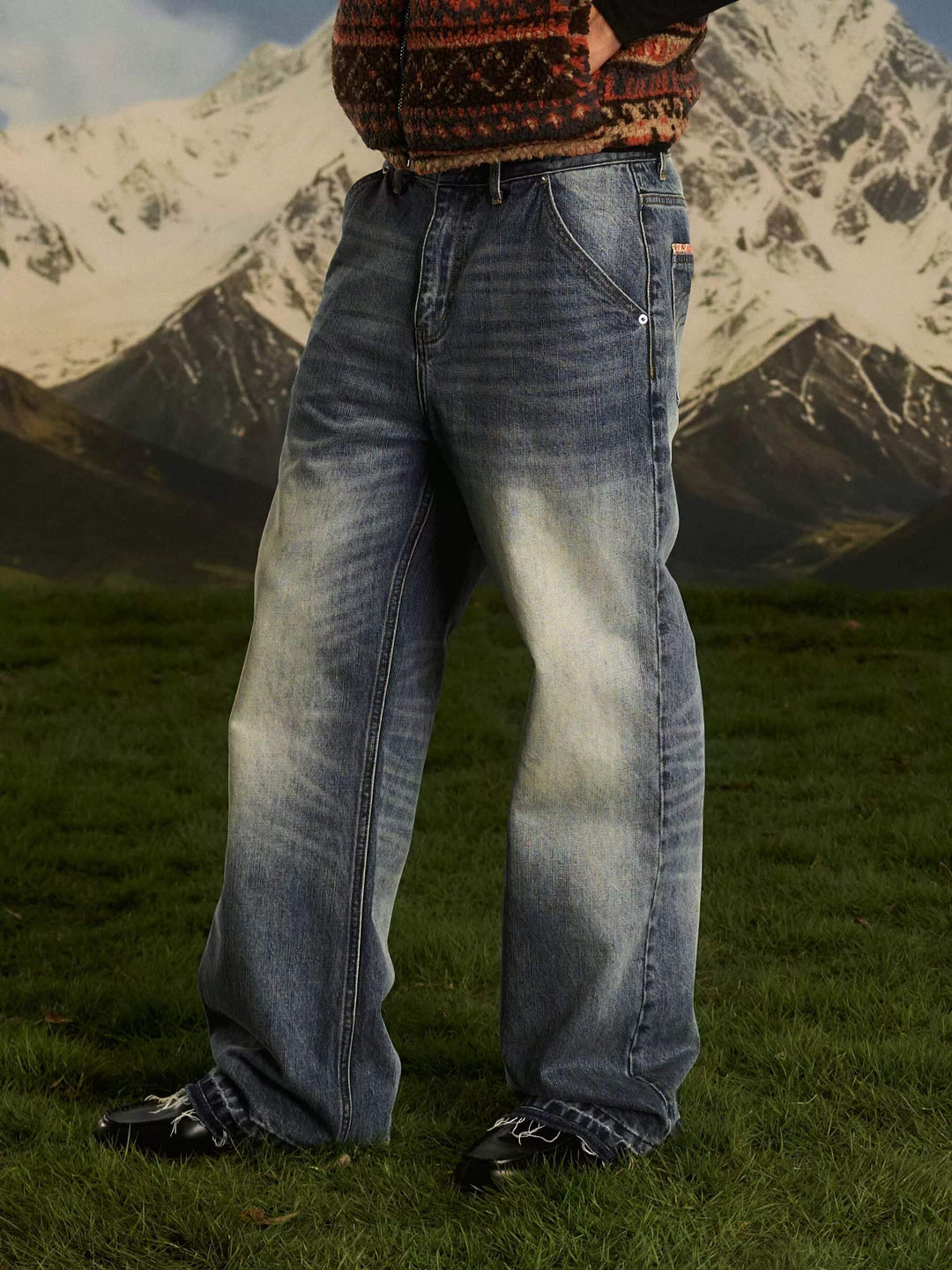 S45 Ethnic Trim Back Pocket Washed Jeans | Face 3 Face