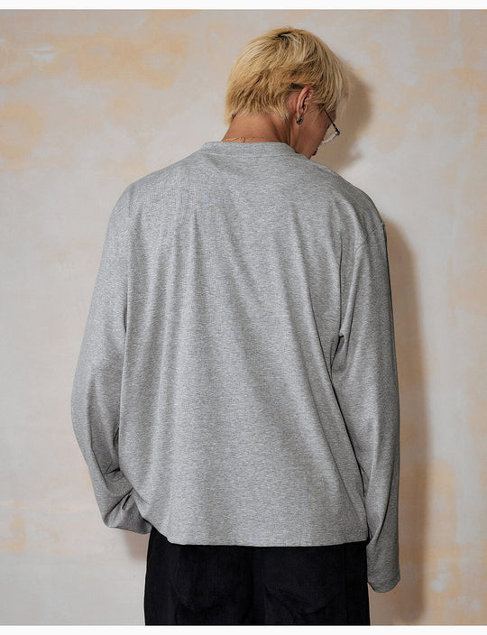 MEDM Flower Button Henley Long Sleeve Tee | Face 3 Face