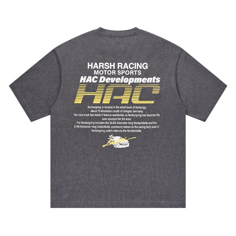 Harsh and Cruel Retro Racing Logo Print Tee