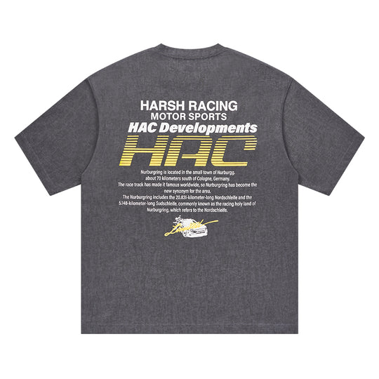 Harsh and Cruel Retro Racing Logo Print Tee