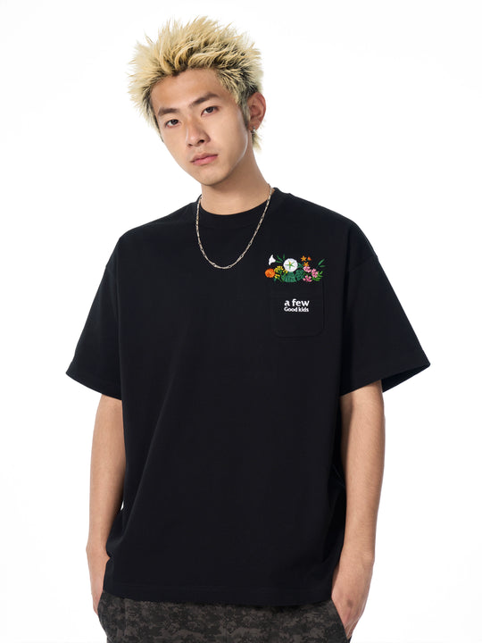 AFGK Pocket Floral Embroidered Tee | Face 3 Face