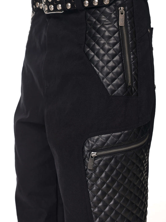 ANTIDOTE PU Leather Quilted Patchwork Cargo Pocket Work Pants | Face 3 Face