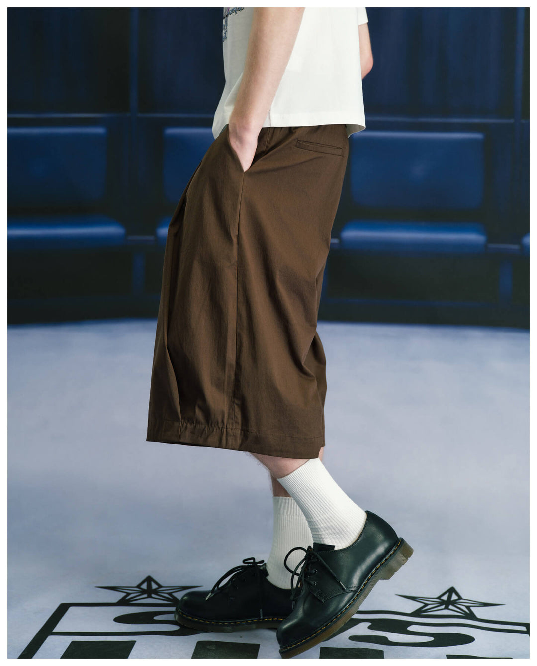 S45 3D Double Pleat Baggy Shorts | Face 3 Face