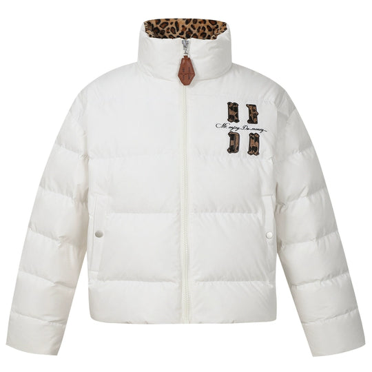 MEDM Leopard Collar Logo Patch Down Jacket | Face 3 Face