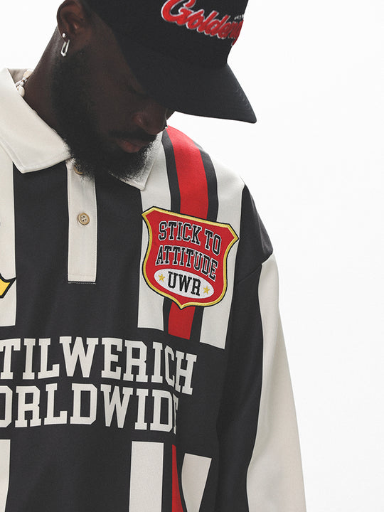 UNTILWERICH Contrast Stitch Long Sleeve Polo Jersey | Face 3 Face