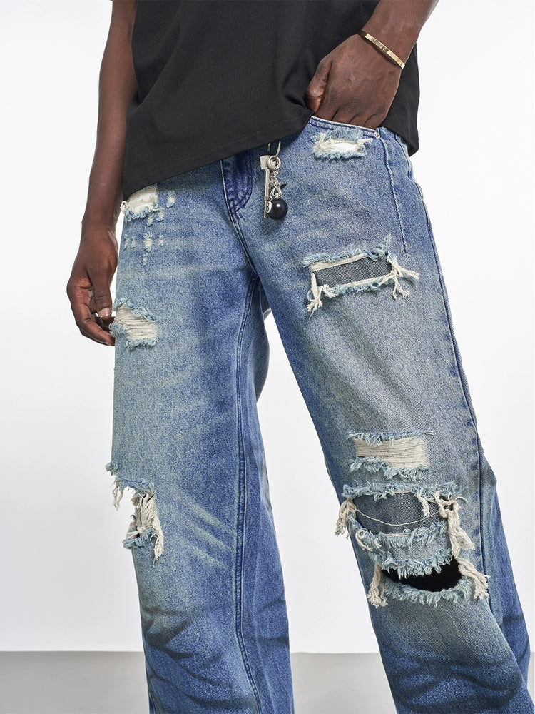 F3F Select Destroyed Washed Large Hole Jeans | Face 3 Face