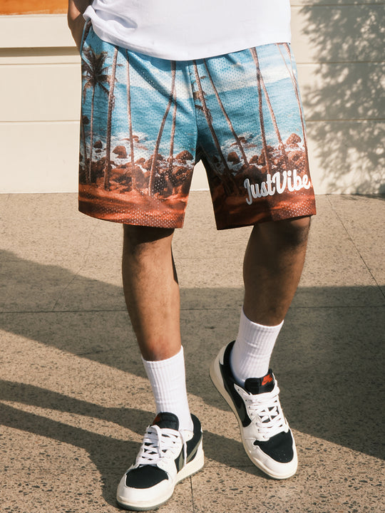JUST VIBE Coconut Beach Mesh Basketball Shorts | Face 3 Face