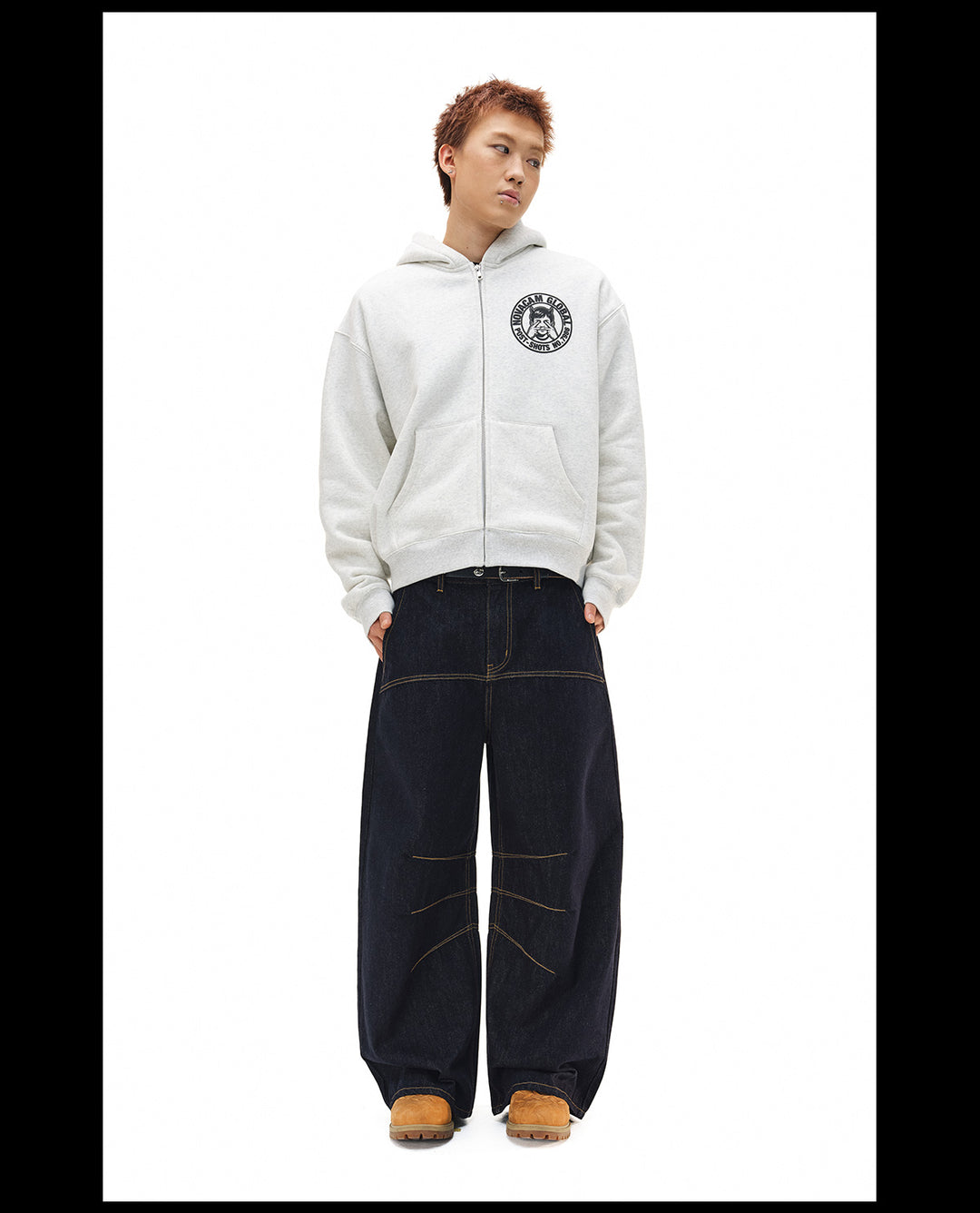 NOVACAM Vintage Monogram Print Zip Up Hoodie | Face 3 Face