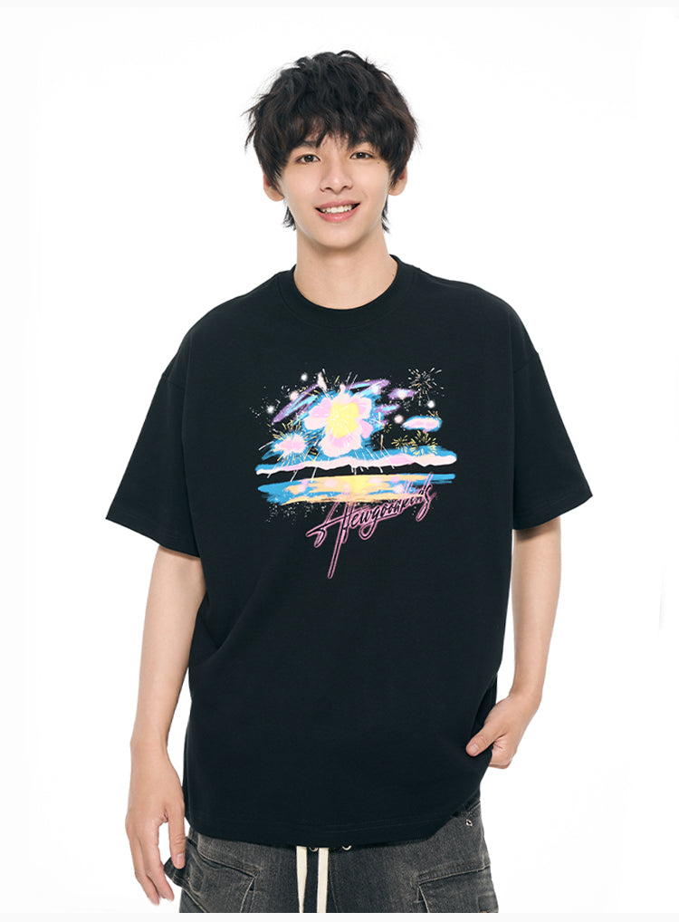 AFGK Fireworks Seascape Print Tee | Face 3 Face