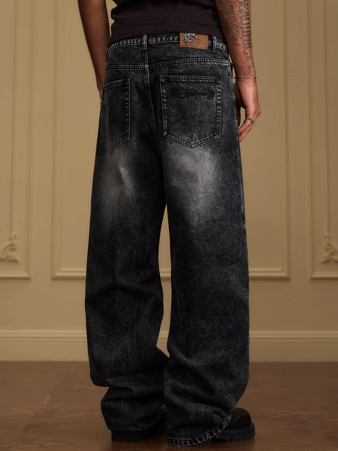 YADcrew Vintage Whiskered Washed Flared Jeans | Face 3 Face