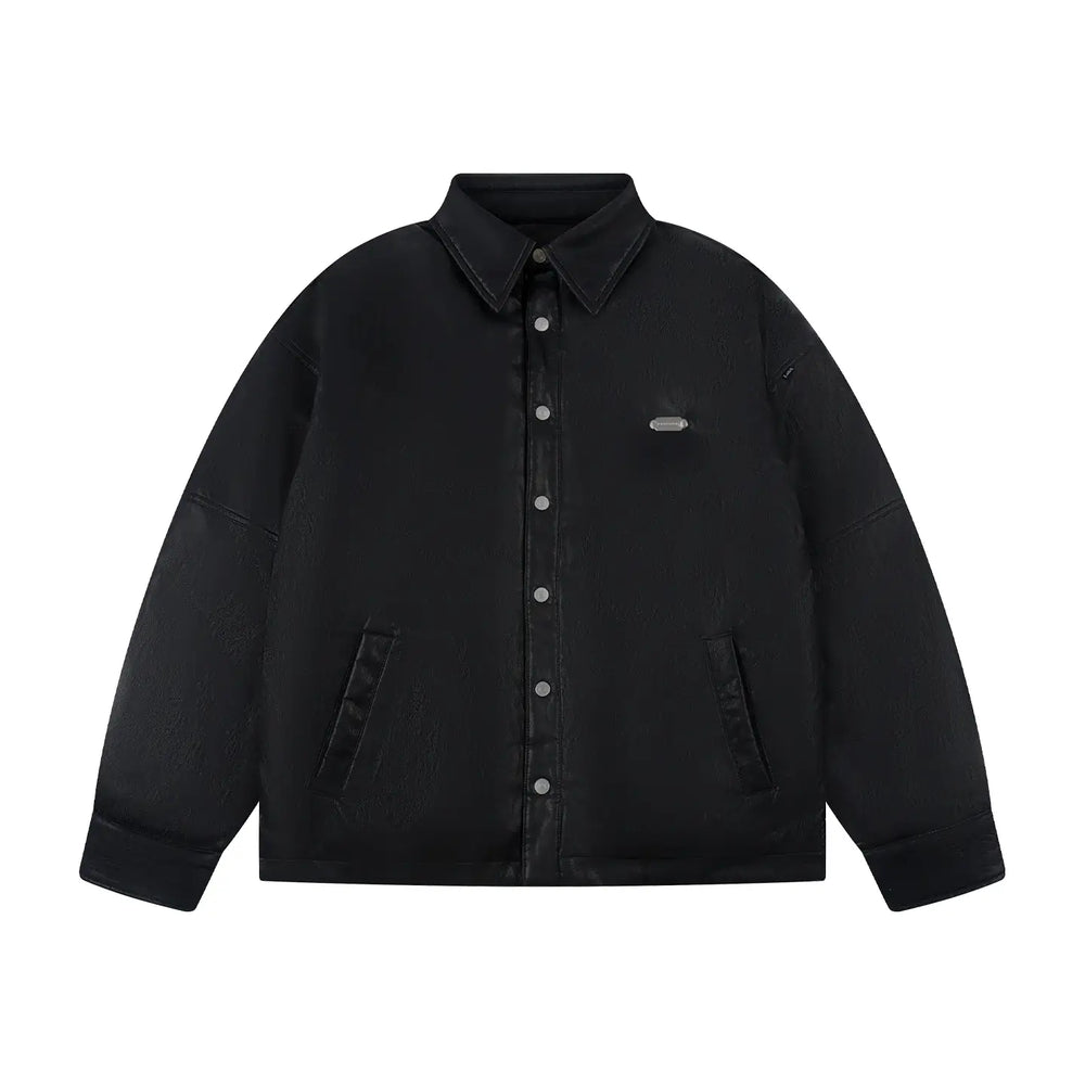 Labt Light Textured PU Leather Down Jacket | Face 3 Face