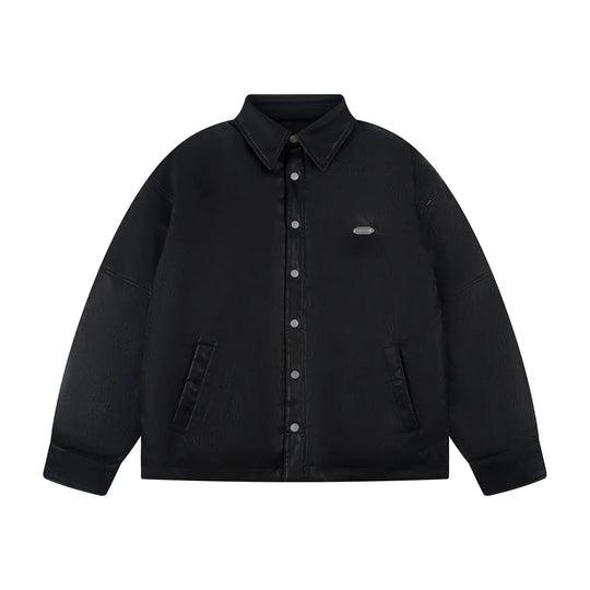 Labt Light Textured PU Leather Down Jacket | Face 3 Face