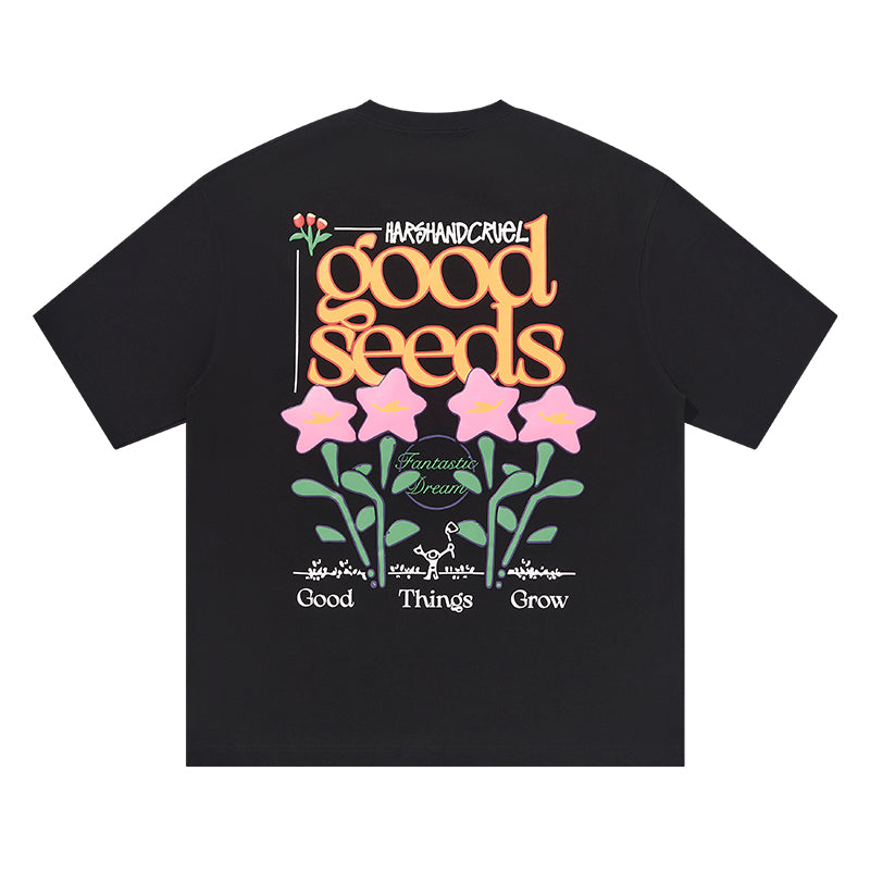 Harsh and Cruel Puff Print Flowers Tee